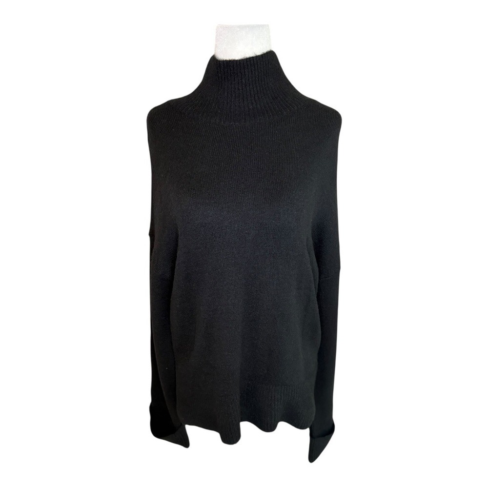 1.STATE Cozy Season Mock Neck‎ Sweater Pullover Knit Top Rich Black Small NWT